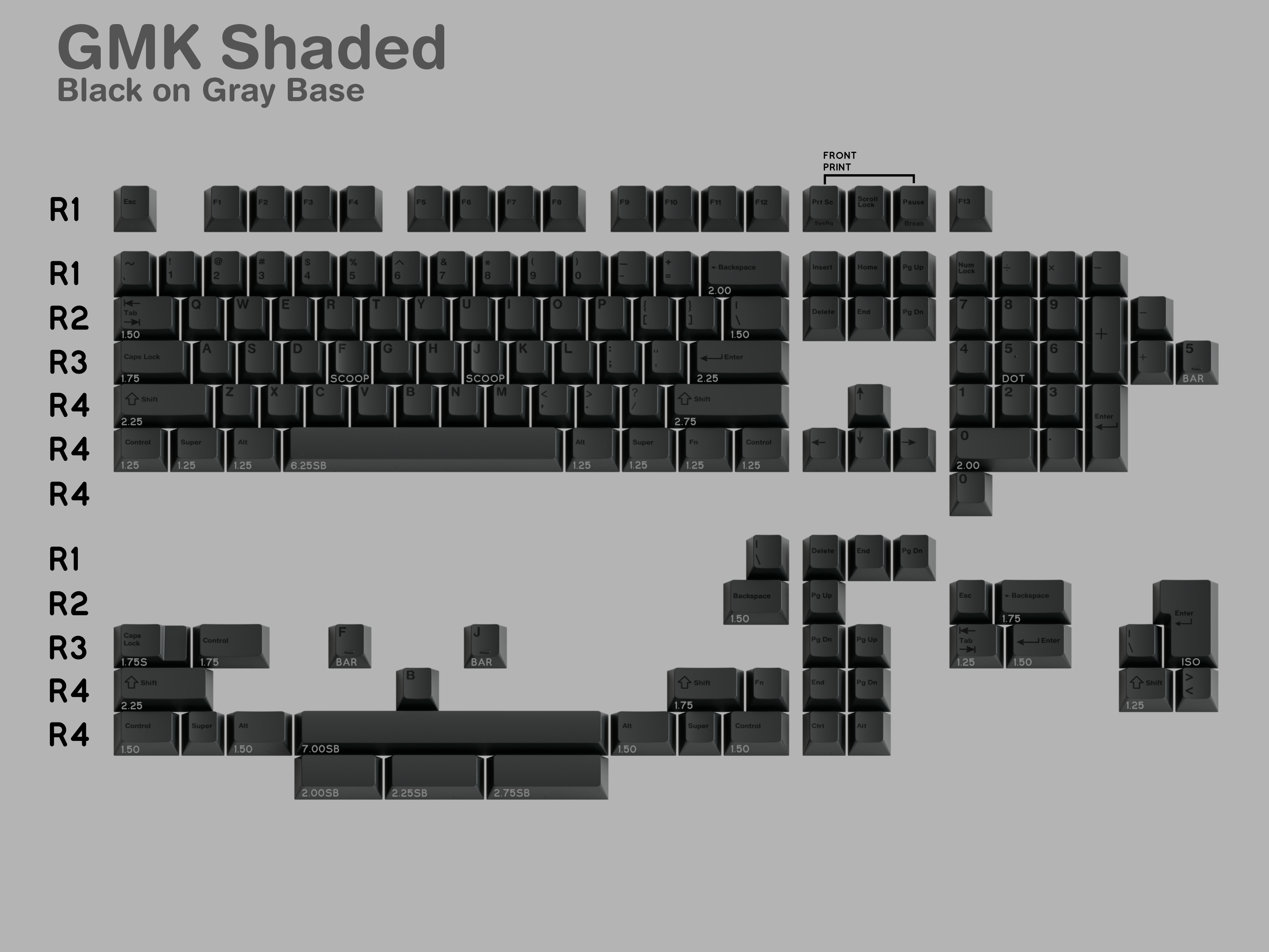 GMK Shaded Keycap Set | Black and Gray Keycaps for Custom Keyboards